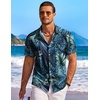 image:imageCOOFANDY Mens Hawaiian Shirt Short Sleeve Floral Button Down Shirts Tropical Holiday Beach ShirtsBlue  Green  Leaf