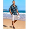 image:imageCOOFANDY Mens Hawaiian Shirt Short Sleeve Floral Button Down Shirts Tropical Holiday Beach ShirtsBlue  Green  Leaf