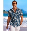 image:imageCOOFANDY Mens Hawaiian Shirt Short Sleeve Floral Button Down Shirts Tropical Holiday Beach ShirtsBlue  White  Leaf