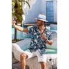 image:imageCOOFANDY Mens Hawaiian Shirt Short Sleeve Floral Button Down Shirts Tropical Holiday Beach ShirtsBlue  White  Leaf