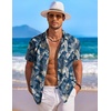 image:imageCOOFANDY Mens Hawaiian Shirt Short Sleeve Floral Button Down Shirts Tropical Holiday Beach ShirtsBlue  White  Leaf