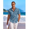 image:imageCOOFANDY Mens Hawaiian Shirt Short Sleeve Floral Button Down Shirts Tropical Holiday Beach ShirtsBlue White Leaves