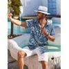 image:imageCOOFANDY Mens Hawaiian Shirt Short Sleeve Floral Button Down Shirts Tropical Holiday Beach ShirtsFloral  Denim Blue