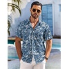 image:imageCOOFANDY Mens Hawaiian Shirt Short Sleeve Floral Button Down Shirts Tropical Holiday Beach ShirtsFloral  Denim Blue