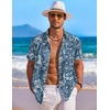 image:imageCOOFANDY Mens Hawaiian Shirt Short Sleeve Floral Button Down Shirts Tropical Holiday Beach ShirtsFloral  Denim Blue