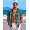 image:imageCOOFANDY Mens Hawaiian Shirt Short Sleeve Floral Button Down Shirts Tropical Holiday Beach ShirtsGray Blue  Flower