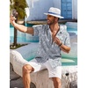 image:imageCOOFANDY Mens Hawaiian Shirt Short Sleeve Floral Button Down Shirts Tropical Holiday Beach ShirtsGray Blue  White Leaf