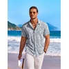 image:imageCOOFANDY Mens Hawaiian Shirt Short Sleeve Floral Button Down Shirts Tropical Holiday Beach ShirtsGray Blue  White Leaf