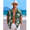 image:imageCOOFANDY Mens Hawaiian Shirt Short Sleeve Floral Button Down Shirts Tropical Holiday Beach ShirtsGreen  Palm Tree