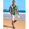 image:imageCOOFANDY Mens Hawaiian Shirt Short Sleeve Floral Button Down Shirts Tropical Holiday Beach ShirtsGreen  Palm Tree