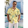 image:imageCOOFANDY Mens Hawaiian Shirt Short Sleeve Floral Button Down Shirts Tropical Holiday Beach ShirtsLight Yellow  Pineapple