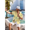 image:imageCOOFANDY Mens Hawaiian Shirt Short Sleeve Floral Button Down Shirts Tropical Holiday Beach ShirtsLight Yellow  Pineapple