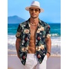 image:imageCOOFANDY Mens Hawaiian Shirt Short Sleeve Floral Button Down Shirts Tropical Holiday Beach ShirtsNavy  Flower 2