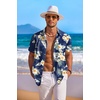 image:imageCOOFANDY Mens Hawaiian Shirt Short Sleeve Floral Button Down Shirts Tropical Holiday Beach ShirtsNavy  Flower 4