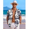 image:imageCOOFANDY Mens Hawaiian Shirt Short Sleeve Floral Button Down Shirts Tropical Holiday Beach ShirtsNavy  Palm Tree