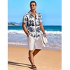 image:imageCOOFANDY Mens Hawaiian Shirt Short Sleeve Floral Button Down Shirts Tropical Holiday Beach ShirtsNavy  Palm Tree