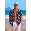 image:imageCOOFANDY Mens Hawaiian Shirt Short Sleeve Floral Button Down Shirts Tropical Holiday Beach ShirtsNavy  Red  Flower