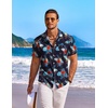 image:imageCOOFANDY Mens Hawaiian Shirt Short Sleeve Floral Button Down Shirts Tropical Holiday Beach ShirtsNavy  Red  Flower