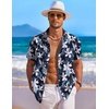 image:imageCOOFANDY Mens Hawaiian Shirt Short Sleeve Floral Button Down Shirts Tropical Holiday Beach ShirtsNavy  White  Flower