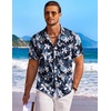 image:imageCOOFANDY Mens Hawaiian Shirt Short Sleeve Floral Button Down Shirts Tropical Holiday Beach ShirtsNavy  White  Flower