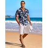 image:imageCOOFANDY Mens Hawaiian Shirt Short Sleeve Floral Button Down Shirts Tropical Holiday Beach ShirtsNavy  White  Flower