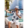image:imageCOOFANDY Mens Hawaiian Shirt Short Sleeve Floral Button Down Shirts Tropical Holiday Beach ShirtsNavy Palm Leaf Print