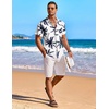 image:imageCOOFANDY Mens Hawaiian Shirt Short Sleeve Floral Button Down Shirts Tropical Holiday Beach ShirtsNavy Palm Leaf Print