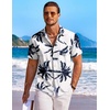 image:imageCOOFANDY Mens Hawaiian Shirt Short Sleeve Floral Button Down Shirts Tropical Holiday Beach ShirtsNavy Palm Leaf Print