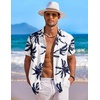 image:imageCOOFANDY Mens Hawaiian Shirt Short Sleeve Floral Button Down Shirts Tropical Holiday Beach ShirtsNavy Palm Leaf Print