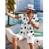 image:imageCOOFANDY Mens Hawaiian Shirt Short Sleeve Floral Button Down Shirts Tropical Holiday Beach ShirtsOff White  Leaf