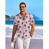 image:imageCOOFANDY Mens Hawaiian Shirt Short Sleeve Floral Button Down Shirts Tropical Holiday Beach ShirtsPink Tree