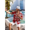 image:imageCOOFANDY Mens Hawaiian Shirt Short Sleeve Floral Button Down Shirts Tropical Holiday Beach ShirtsRed  Tropical Leaf