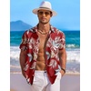 image:imageCOOFANDY Mens Hawaiian Shirt Short Sleeve Floral Button Down Shirts Tropical Holiday Beach ShirtsRed  Tropical Leaf