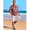 image:imageCOOFANDY Mens Hawaiian Shirt Short Sleeve Floral Button Down Shirts Tropical Holiday Beach ShirtsRed  Tropical Leaf
