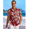 image:imageCOOFANDY Mens Hawaiian Shirt Short Sleeve Floral Button Down Shirts Tropical Holiday Beach ShirtsRed  Tropical Leaf