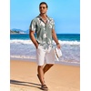 image:imageCOOFANDY Mens Hawaiian Shirt Short Sleeve Floral Button Down Shirts Tropical Holiday Beach ShirtsSage Green  Leaf