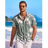 image:imageCOOFANDY Mens Hawaiian Shirt Short Sleeve Floral Button Down Shirts Tropical Holiday Beach ShirtsSage Green  Leaf