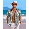 image:imageCOOFANDY Mens Hawaiian Shirt Short Sleeve Floral Button Down Shirts Tropical Holiday Beach ShirtsSage Green  Leaf