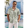 image:imageCOOFANDY Mens Hawaiian Shirt Short Sleeve Floral Button Down Shirts Tropical Holiday Beach ShirtsSage Green  White  Leaf