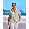 image:imageCOOFANDY Mens Hawaiian Shirt Short Sleeve Floral Button Down Shirts Tropical Holiday Beach ShirtsSage Green  White  Leaf