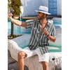 image:imageCOOFANDY Mens Hawaiian Shirt Short Sleeve Floral Button Down Shirts Tropical Holiday Beach ShirtsStriped  Black