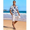 image:imageCOOFANDY Mens Hawaiian Shirt Short Sleeve Floral Button Down Shirts Tropical Holiday Beach ShirtsWhite  Blue Roses