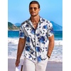 image:imageCOOFANDY Mens Hawaiian Shirt Short Sleeve Floral Button Down Shirts Tropical Holiday Beach ShirtsWhite  Blue Roses
