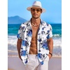 image:imageCOOFANDY Mens Hawaiian Shirt Short Sleeve Floral Button Down Shirts Tropical Holiday Beach ShirtsWhite  Blue Roses