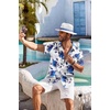 image:imageCOOFANDY Mens Hawaiian Shirt Short Sleeve Floral Button Down Shirts Tropical Holiday Beach ShirtsWhite  Blue Roses