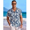 image:imageCOOFANDY Mens Hawaiian Shirt Short Sleeve Floral Button Down Shirts Tropical Holiday Beach ShirtsWhite  Palm Leaf