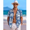 image:imageCOOFANDY Mens Hawaiian Shirt Short Sleeve Floral Button Down Shirts Tropical Holiday Beach ShirtsWhite Flower Blue