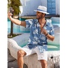 image:imageCOOFANDY Mens Hawaiian Shirt Short Sleeve Floral Button Down Shirts Tropical Holiday Beach ShirtsWhite Flower Blue