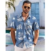 image:imageCOOFANDY Mens Hawaiian Shirt Short Sleeve Floral Button Down Shirts Tropical Holiday Beach ShirtsWhite Flower Blue