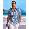 image:imageCOOFANDY Mens Hawaiian Shirt Short Sleeve Floral Button Down Shirts Tropical Holiday Beach ShirtsWhite Flower Blue
